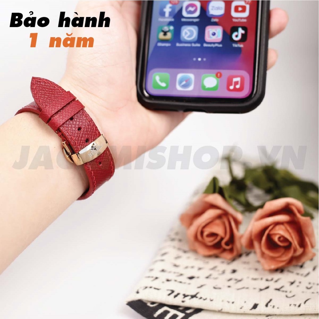 Dây Apple Watch Da EPSOM màu đỏ đô khóa bướm cho series 7 6 SE 5 4 3 2 1 41mm 45mm 42mm 38mm 40mm 44mm bảo hành 1 năm