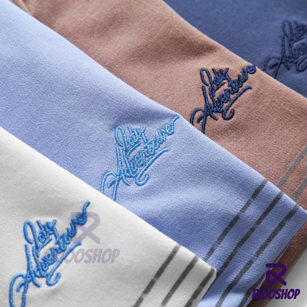 Áo thun nam polo, áo thun nam có cổ polo phối sọc ngang vnxk cộc tay, có size lớn, đẹp, vải dày, basic RIOOSHOP RSP056