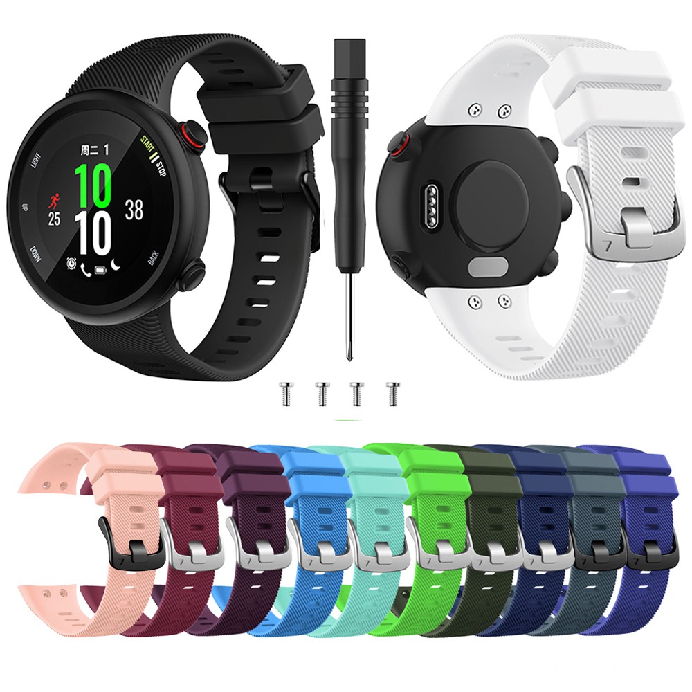 Dây Đeo Thay Thế Chất Liệu Silicon Thiết Kế Sọc Gân Nổi Cho Garmin Forerunner 45
