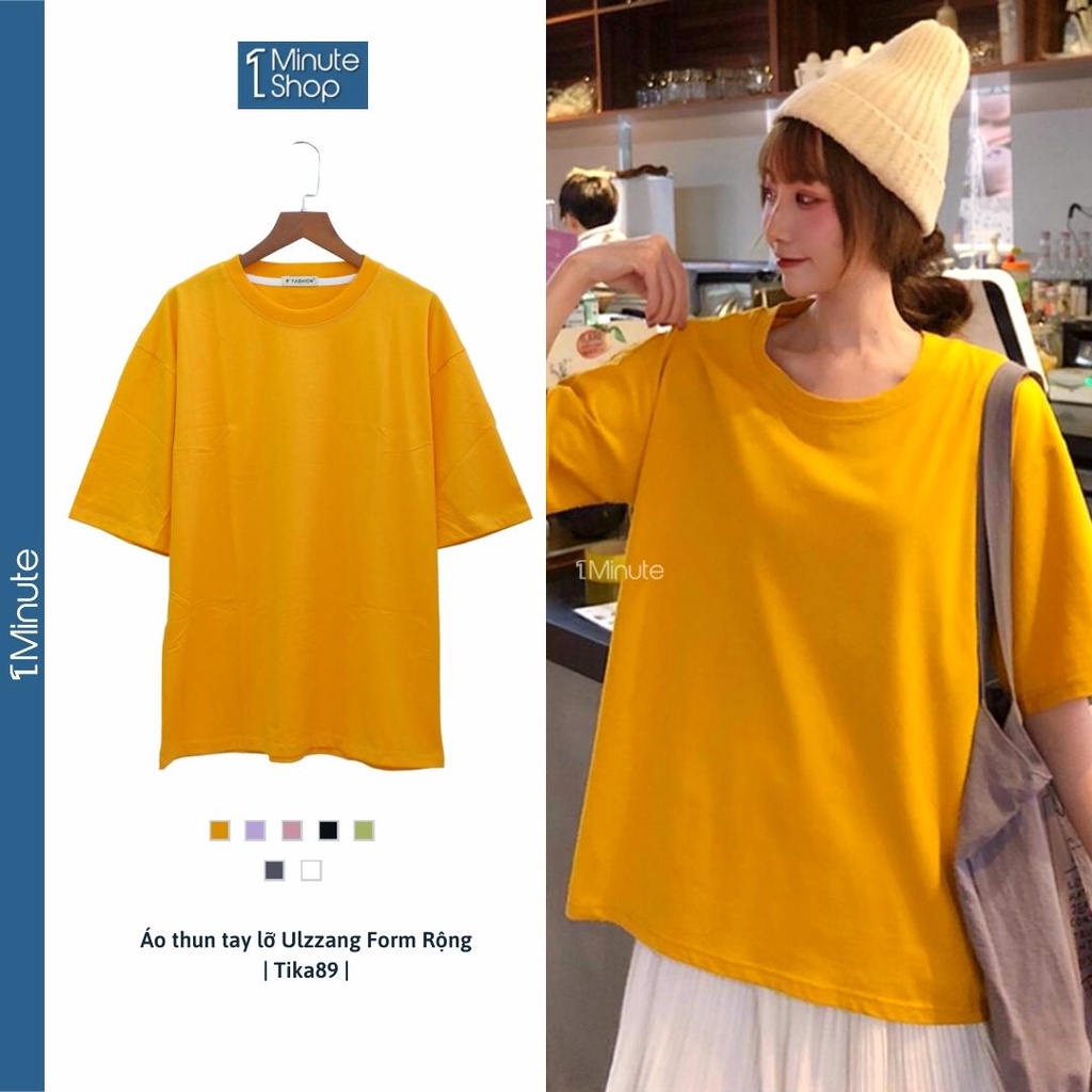 Áo thun unisex nam nữ phông trơn tay lỡ oversize from rộng  - Áo phông form rộng phong cách ulzzang