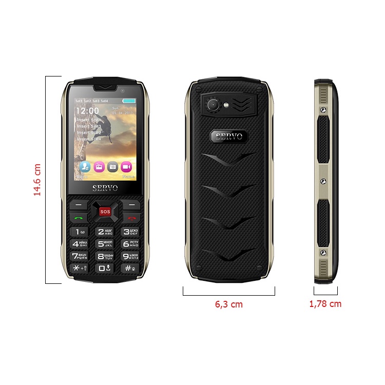 Điện thoại 4 sim Servo H8 4SIM Hỗ trợ tính năng thay đổi giọng nói, Sạc pin cho máy khác, Pin 10.850mAh