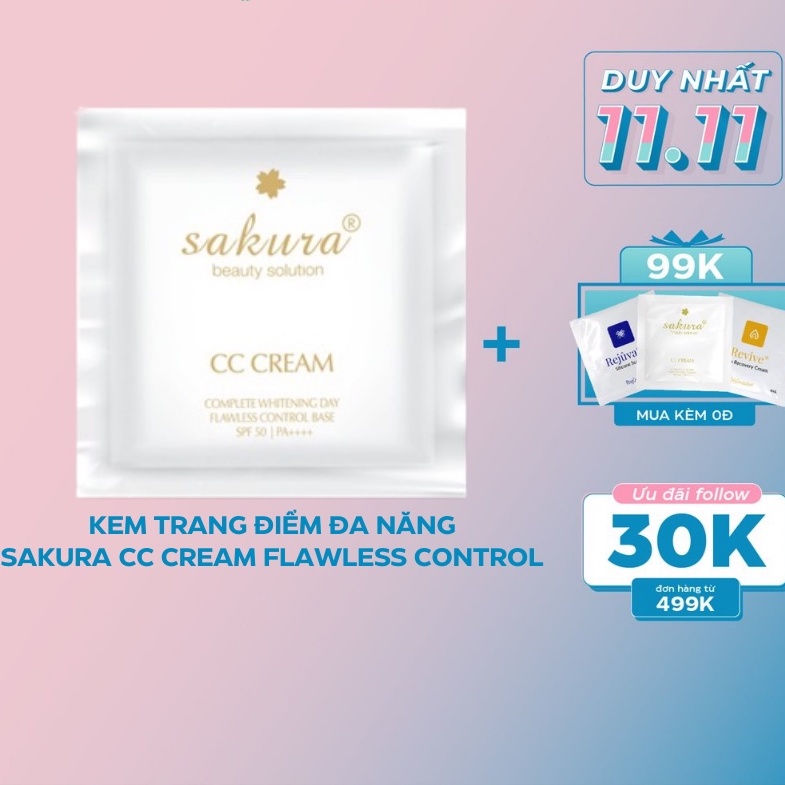 [CHÍNH HÃNG SAKURA] COMBO 3 TÚI KEM TRANG ĐIỂM CHỐNG NẮNG SAKURA CC CREAM FLAWLESS CONTROL 1.5G – KEM MAKE UP CHỐNG NẮNG | BigBuy360 - bigbuy360.vn