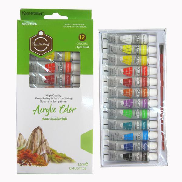 Bộ 12 màu acrylic 6ml vẽ trên nhiều chất liệu (không phai khi giặt)