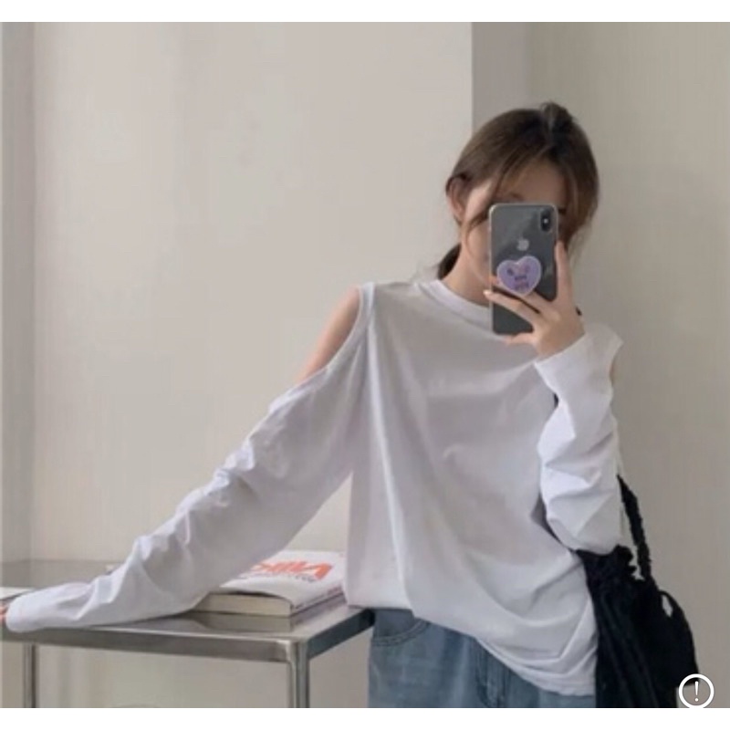 áo thun dài tay khoét vai form to siêu xinh