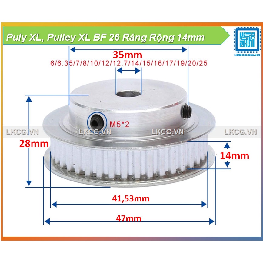 Puly XL, Pulley XL BF 26 Răng Rộng 14mm