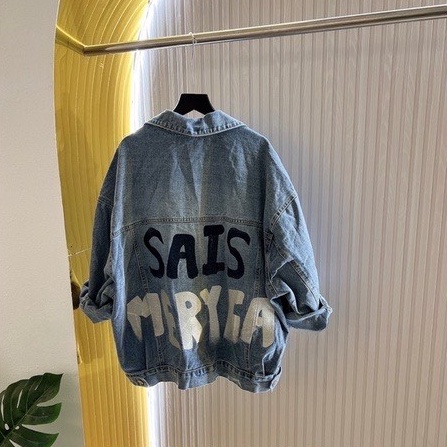 Áo Khoác Nữ Jean UNISEX Form Rộng SAIS Nam Nữ - Áo khoác bò denim SAIS nữ form rộng suông siêu dày dặn cúc đồng - TC135
