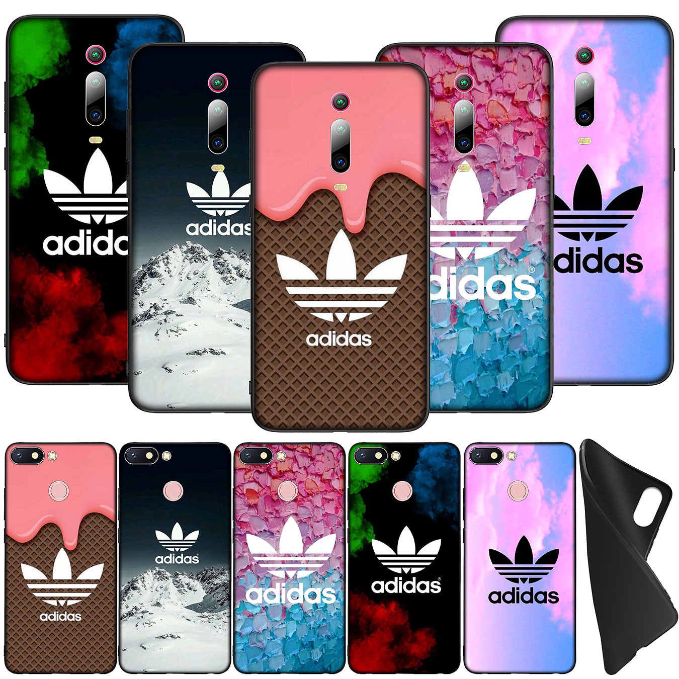 Soft Silicone iPhone 11 Pro XR X XS Max 7 8 6 6s Plus + Cover Logo flower Adidas Phone Case