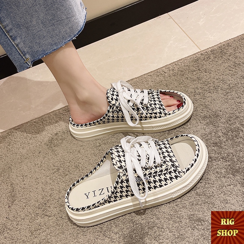 GIÀY SỤC THỂ THAO HỞ MŨI CHẤT CANVAS ĐẾ 3CM THỜI TRANG HOTREND 2022