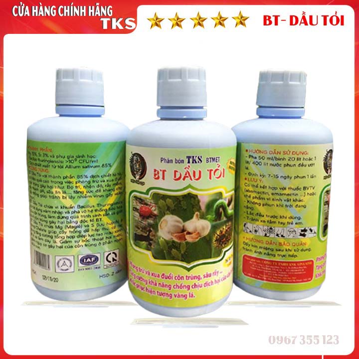 BT DẦU TỎI Chế Phẩm Phòng Trừ và Xua Đuổi Sâu Rầy Tăng Đề Kháng Cho Cây Trồng - CHAI 1 LÍT
