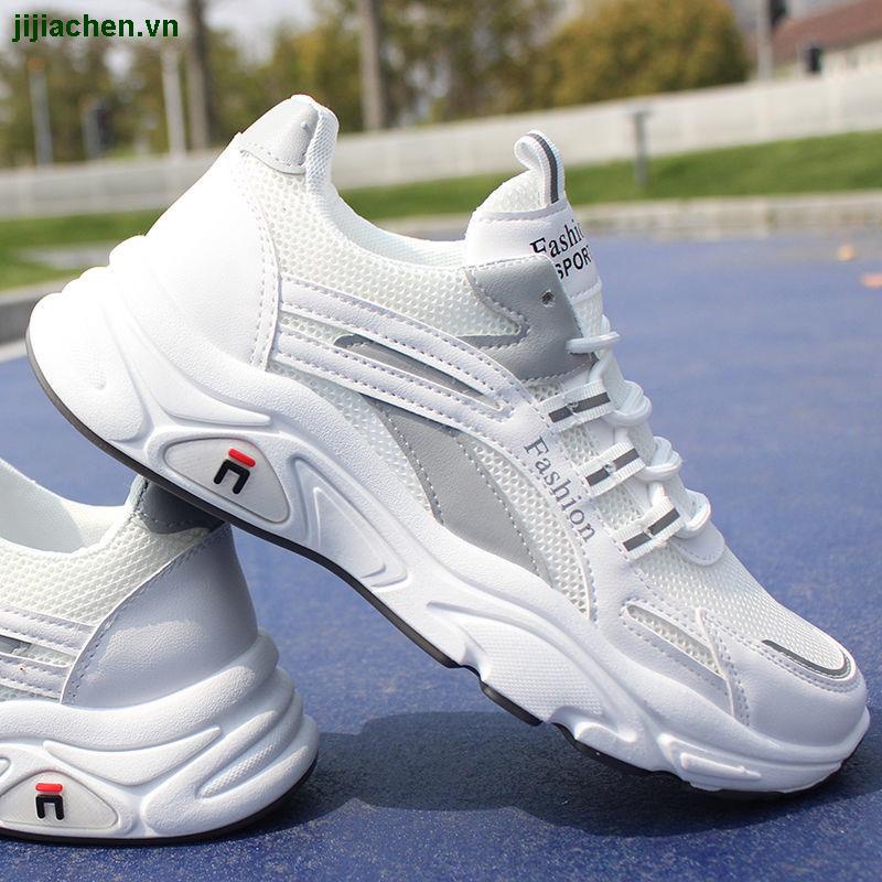 Giày thể thao trắng cổ thấp khử mùi thoáng khí chống thấm nước thời trang thu đông cho nam