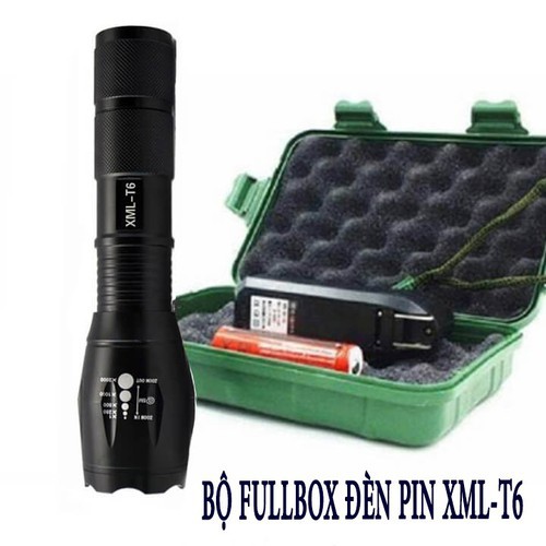 Tặng kèm pin + sạc - Đèn pin XML T6 siêu sáng – Đèn pin Quân dụng sạc bin chống nước