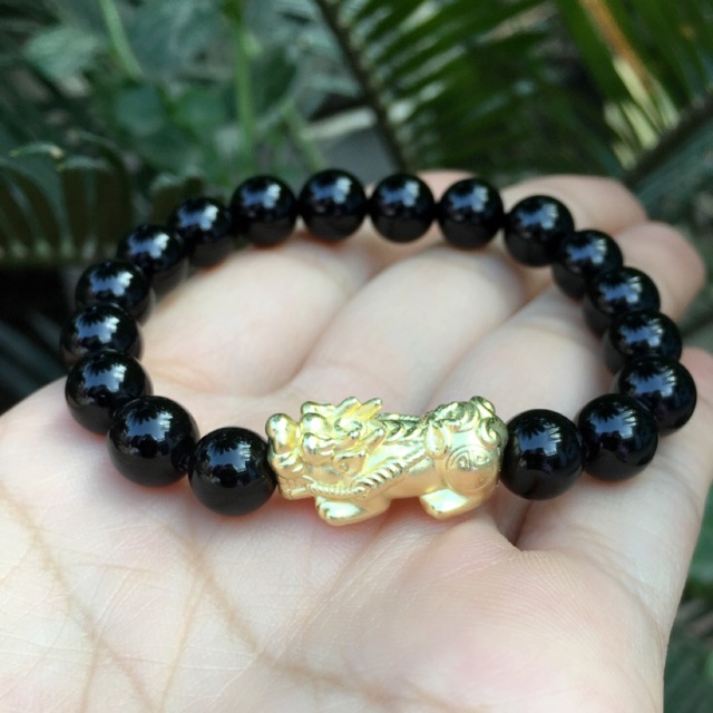 Vòng tay 10ly đen mic nghê