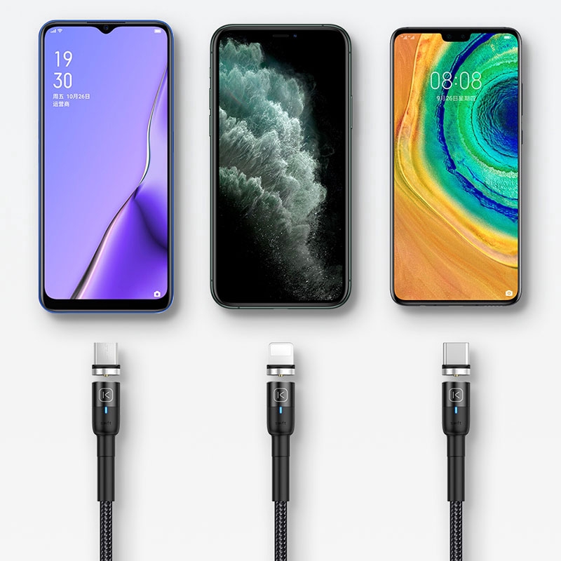 Cáp sạc từ tính đầu Micro USB / Type C hỗ trợ sạc nhanh cho Iphone 11 Pro Samsung Xiaomi Huawei