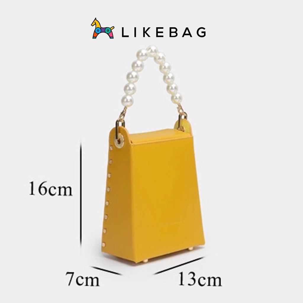 Túi xách nữ đeo vai, cầm tay LIKEBAG form vuông mini phối ngọc trai sang trọng XK289 - LIBAGI
