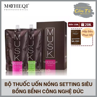 Bộ thuốc uốn nóng setting siêu bồng bềnh mocheqi musk volume wave perm 1000ml x 2