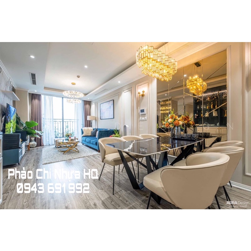 Căn hộ chung cư trang trí tường bằng Phào chỉ Nhựa PU sơn cùng màu tường