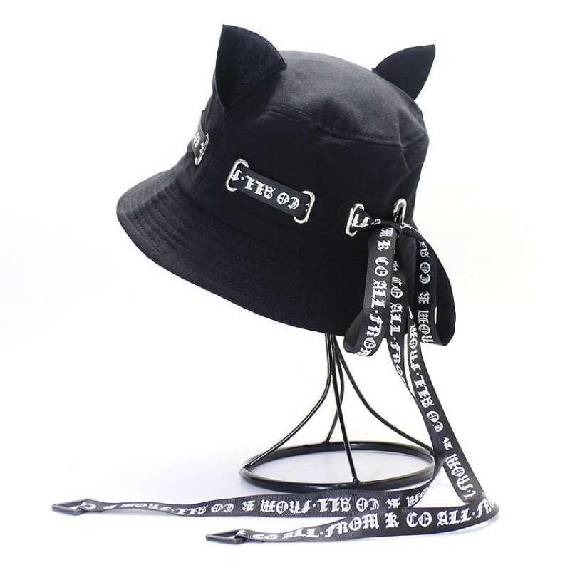 Cute fisherman hat with cat ears children's all-match basin hat sun hat