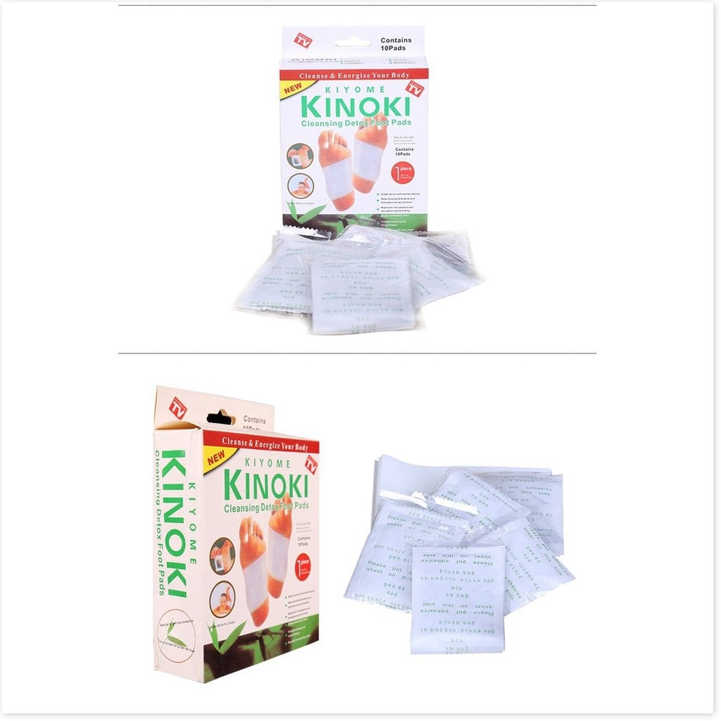 Hộp 10 gói và miếng dán lòng bàn chân thải độc Kinoki mùi thảo dược, dán thải độc chăm sóc sức khỏe tại nhà tiện dụng