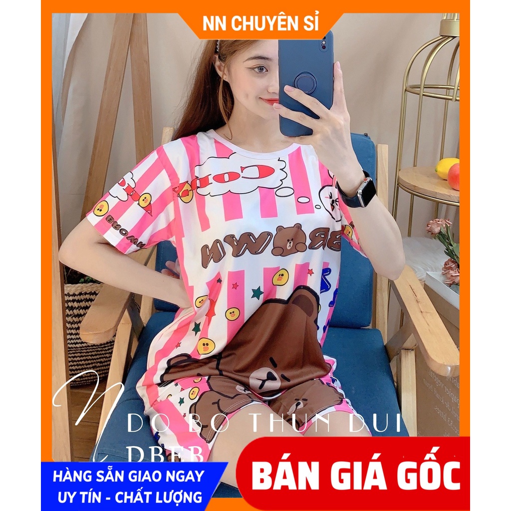 Đồ bộ hoạt hình unisex từ 5kg đến 60kg vải thun mềm mịn mát họa tiết bò sữa gấu brown báo hồng DBRBD SIZE 4 ĐẾN L