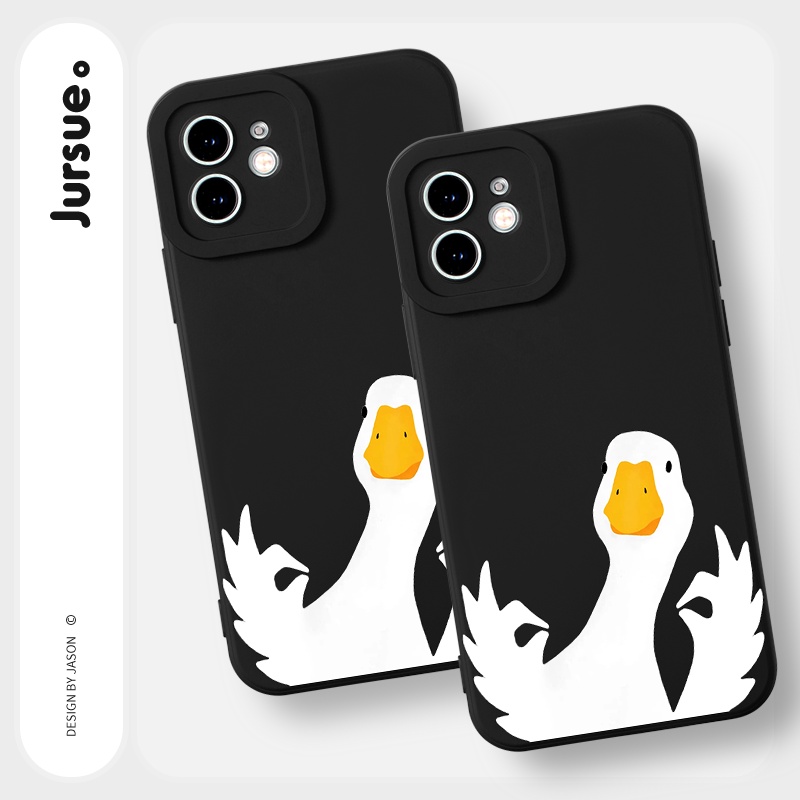 Ốp lưng JURSUE mềm chống bẩn hoạt hình dễ thương đẹp đen Cho iPhone 14 13 12 11 Pro Max SE 2020 X XR XS 8 7 ip 6S 6 Plus Y2335