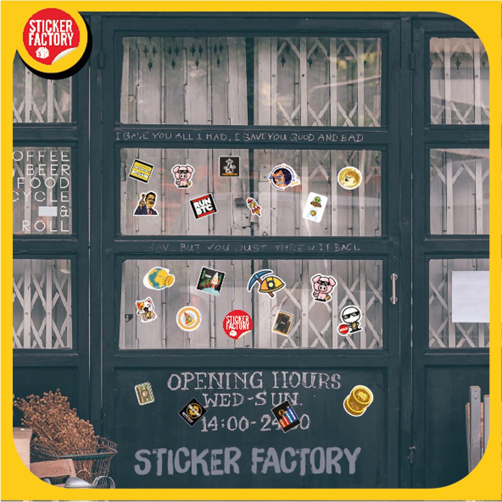 Bitcoin - Set 100 sticker decal hình dán nón bảo hiểm, laptop, xe máy, ô tô - STICKER FACTORY