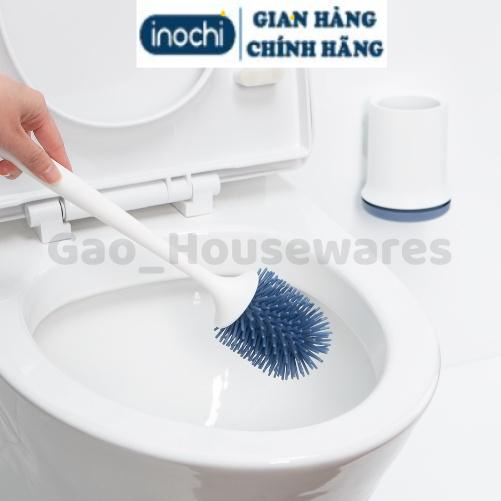 Chổi cọ toilet đầu SILICON Kirei Inochi, vệ sinh nhà tắm, cọ bồn cầu, cọ nhà vệ sinh, cọ toilet, có hộp đựng &amp; dán tường