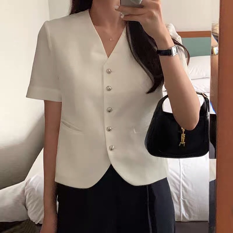 Áo khoác blazer ngắn tay tối giản