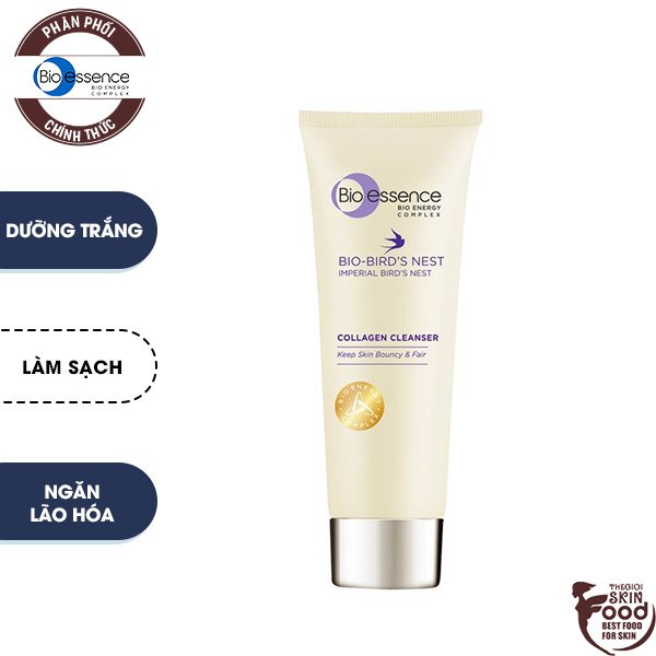 Sữa Rửa Mặt Dưỡng Trắng Da &amp; Căng Mịn Tinh Chất Tổ Yến Bio-essence Bio-Bird's Nest Collagen Cleanser