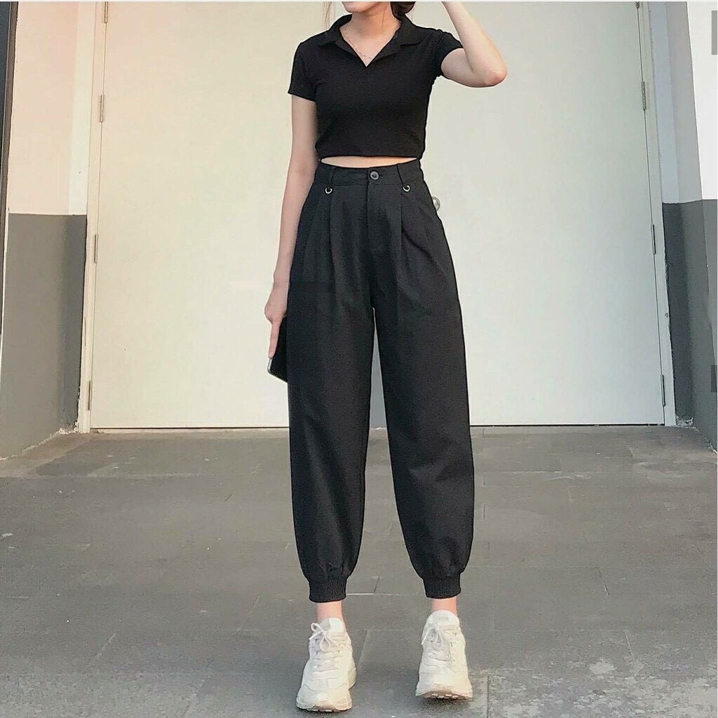 Áo croptop nữ ,Áo croptop, tay ngắn có cổ kiểu polo thời trang đẹp form rộng sexy cá tính thể thao màu trắng đen ACN002 | BigBuy360 - bigbuy360.vn