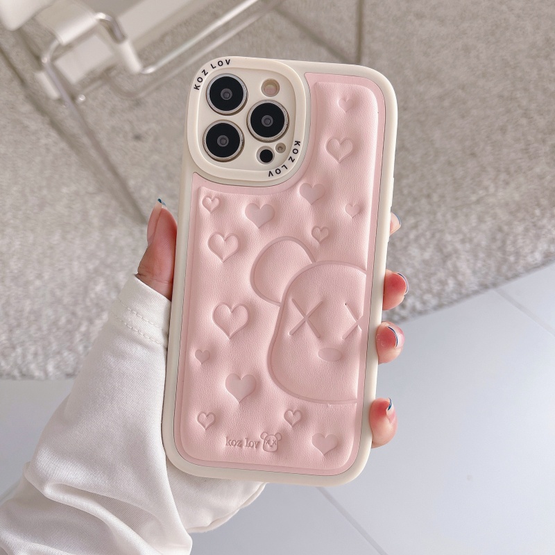 Ốp Điện Thoại Da Silicon Mềm Dập Nổi Hình Gấu Chống Sốc Thời Trang Cho iPhone 13 12 11 Pro Max XS XR X 8 7 Plus + SE 2020