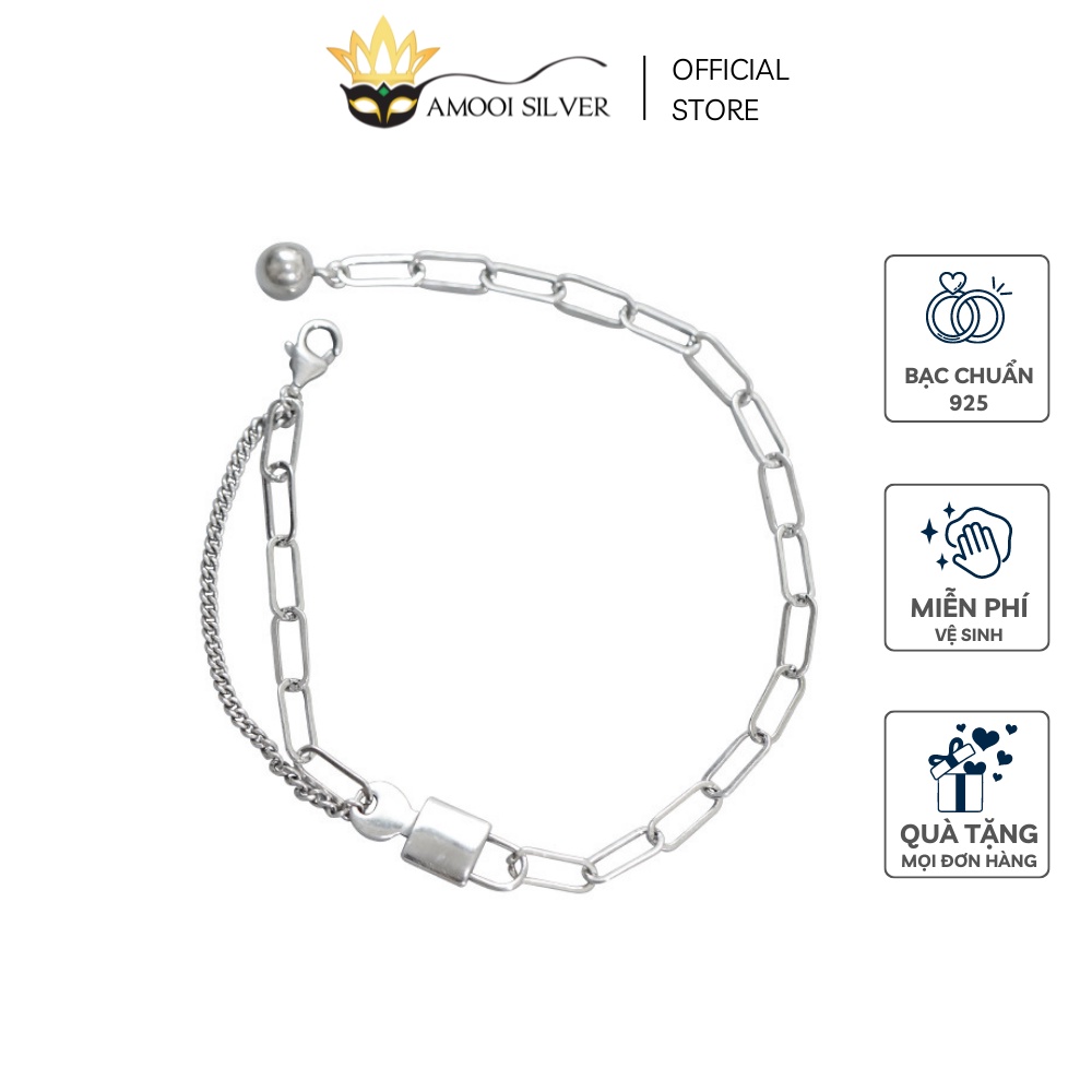 Lắc tay bạc S925 ổ khóa tình yêu - Amooi Silver AT91