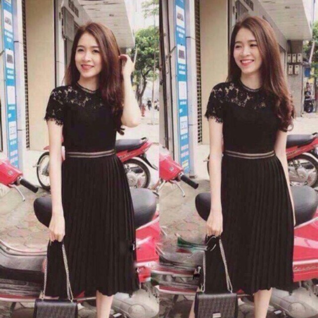 Đầm voan dập li phối ren cao cấp ( ms : DV05)