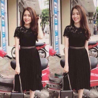 Đầm voan dập li phối ren cao cấp ( ms : DV05)
