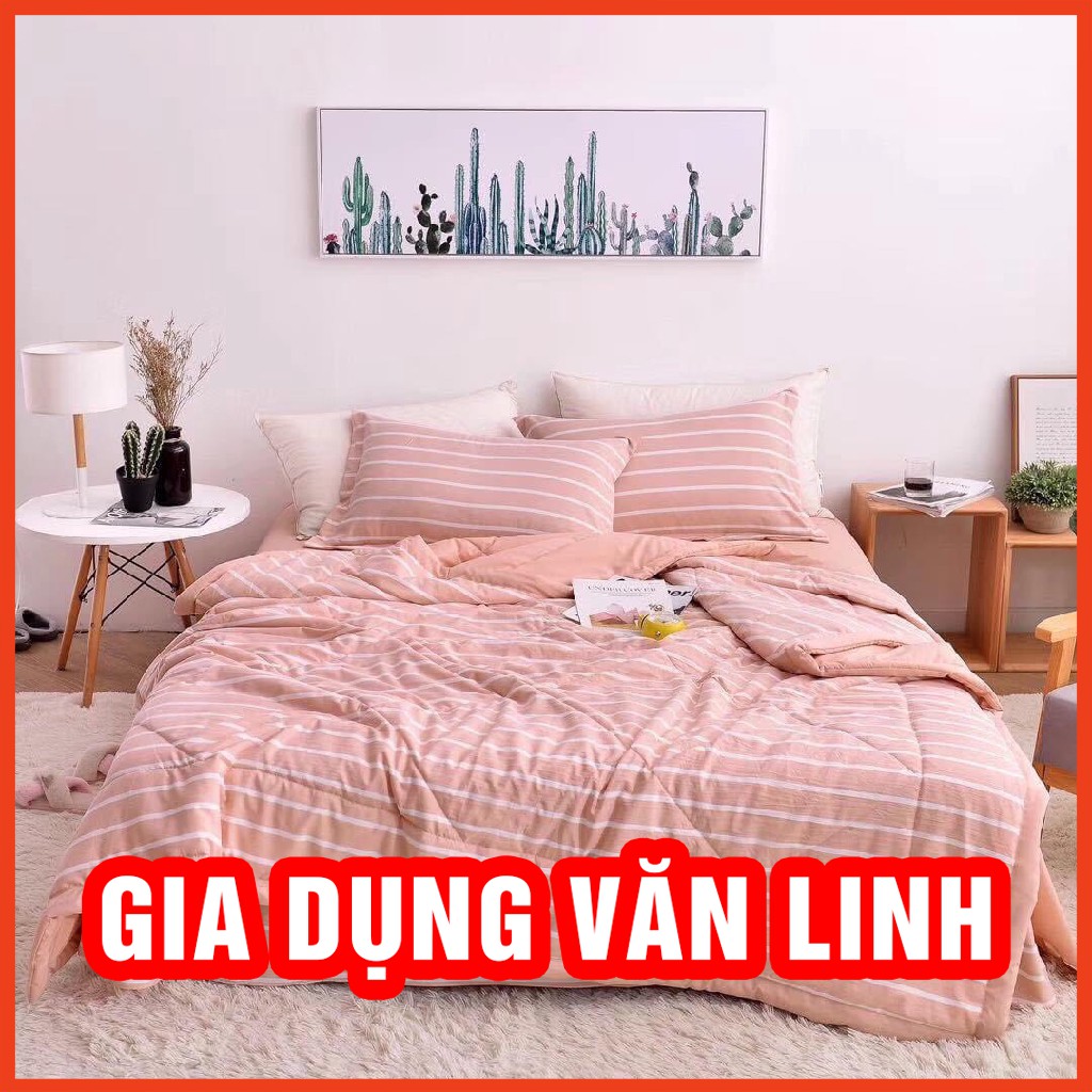 FREE SHIP Chăn Hè Thu Cotton Đũi Kẻ Muji Nhật Bản