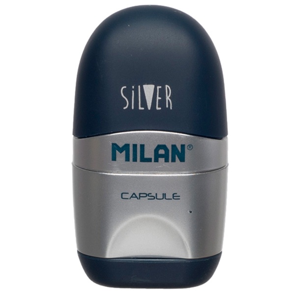 Gôm Kèm Chuốt Chì - Milan Capsule Silver Sharpener + Eraser - Màu Đen