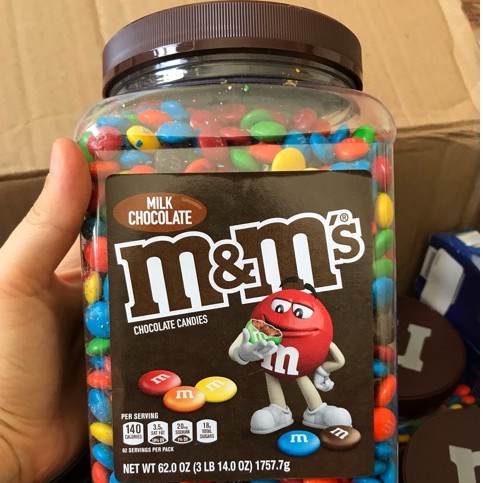 Socola M&amp;M không nhân , có nhân hộp 1.8kg