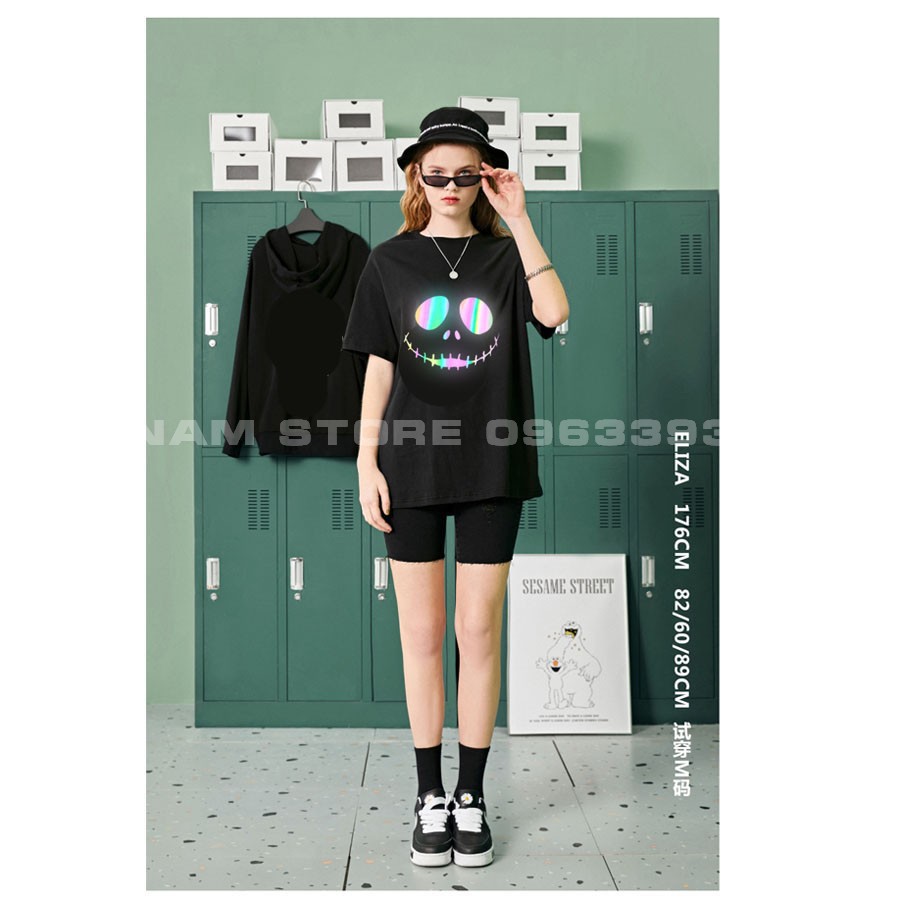 Áo thun Phản Quang 7 Màu Tay Lỡ Nam Nữ Mặt cười