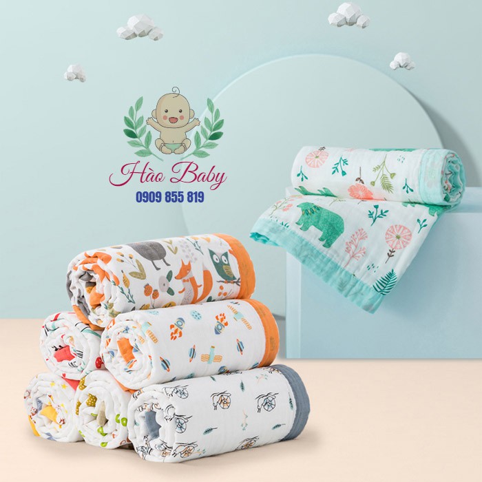 [Haobaby2018]Chăn đắp - Khăn đa năng aden xô sợi tre bo viền siêu mềm (khăn tắm , chăn đắp , khăn ủ ) cho bé