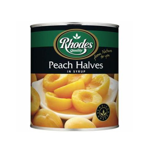 Đào tươi bổ đôi ngâm siro hiệu Rhodes – hộp 825g