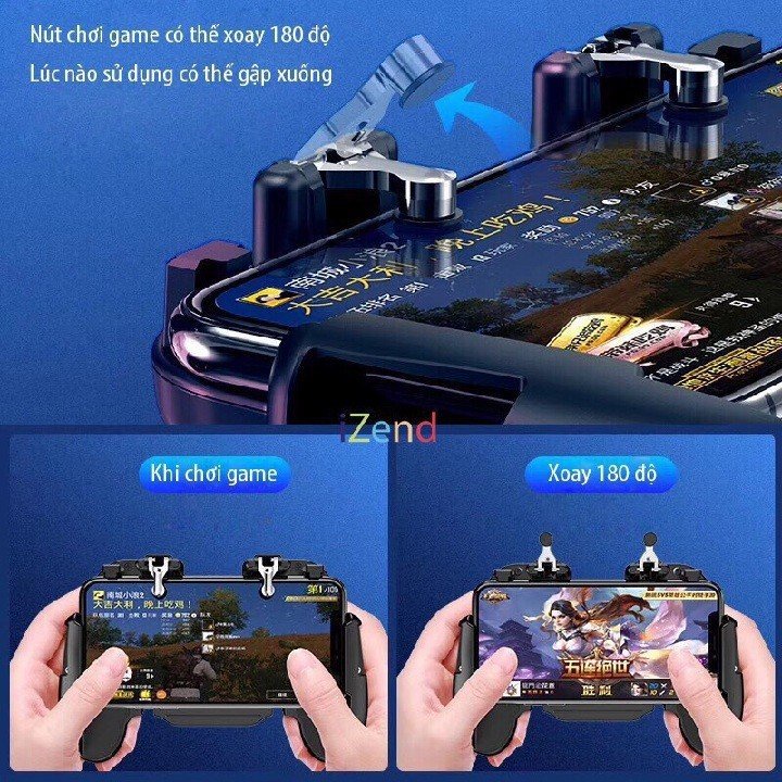 Tay Cầm Chơi Game FLOVEME PUBG ROS, FF/Liên Quân Mobile Cao Cấp kiêm Quạt Tản Nhiệt Kiêm Sạc 2000MAh