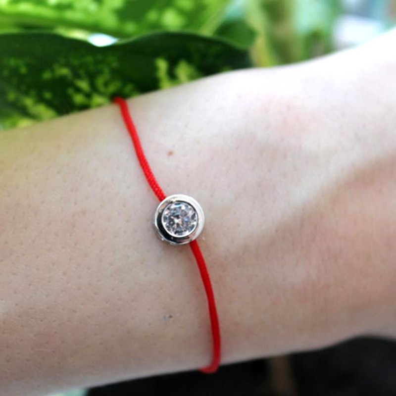 Vòng tay dây thừng đỏ may mắn Zirconia