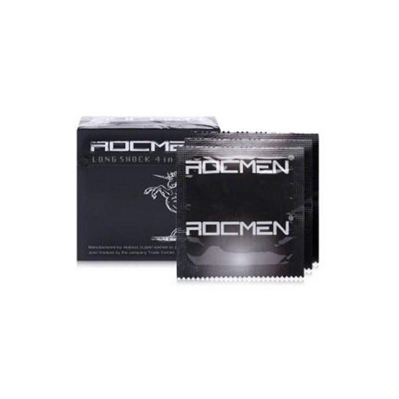 Bao cao su ROCMEN LONG SHOCK, bcs gai gân siêu mỏng chống xuất tinh sớm kéo dài thời gian