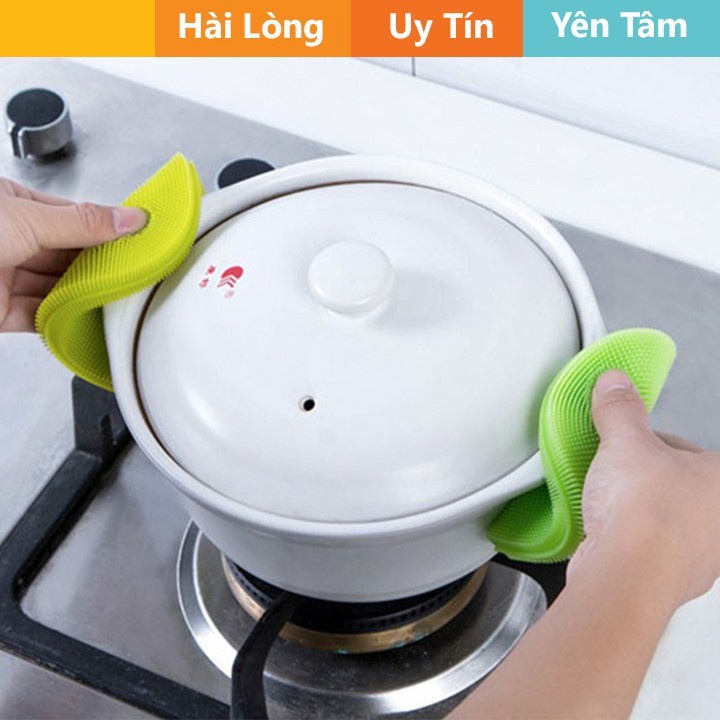 Miếng rửa bát silicon đa năng kiêm lót tay, lau chùi có móc treo 1610 shop thời trang 7788