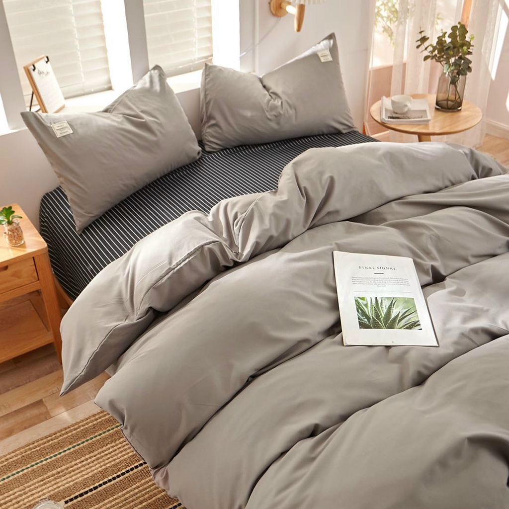 Sét Chăn Ga và Vỏ Gối Cotton Tici Mix Kẻ Mới (Sản phẩm không kèm ruột)