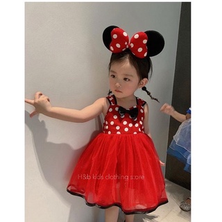 Váy đỏ chấm bi trắng bé gái