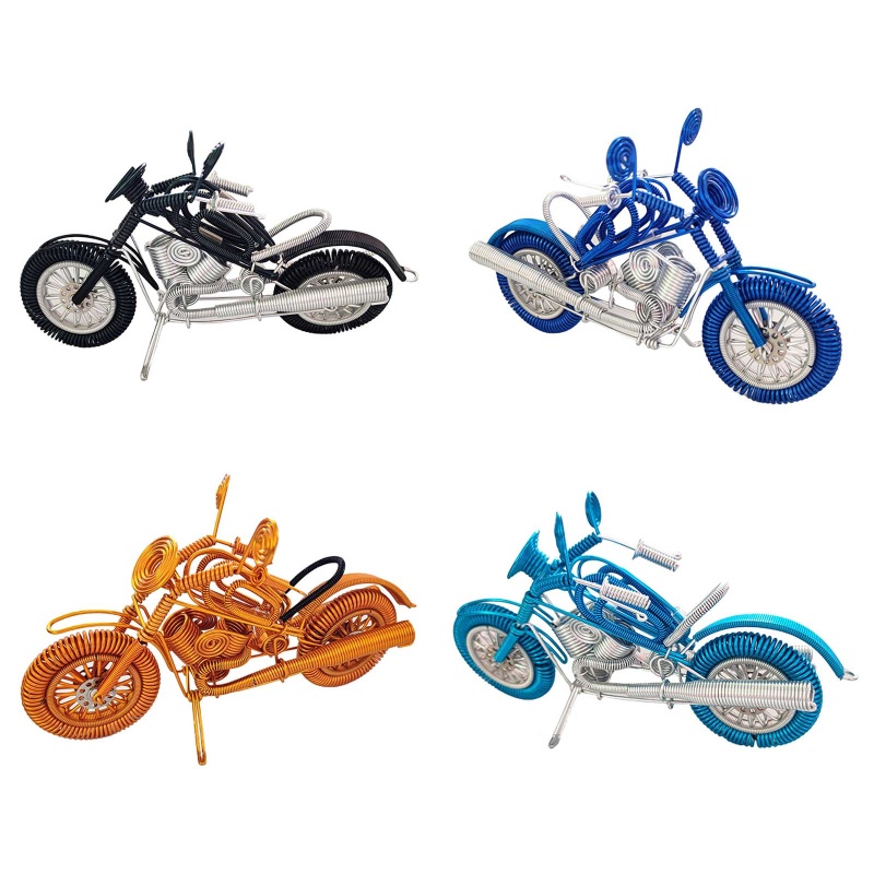 Aoto Đồ trang trí Xe Mô Tô Bằng Dây Nhôm Bện Điêu Khắc Tượng Trang Trí Nhà Cửa