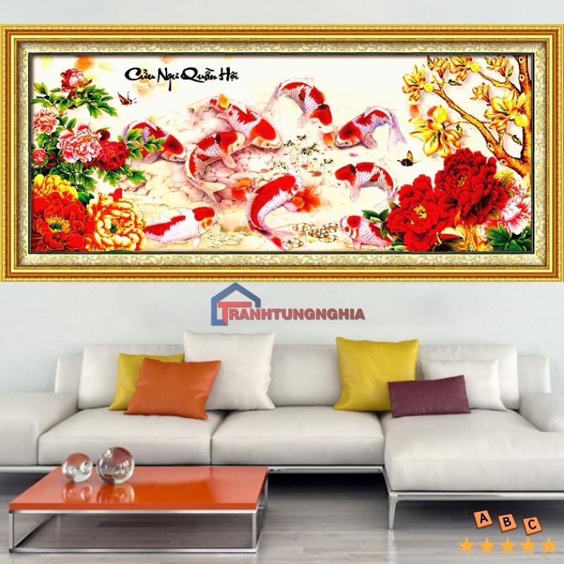 Tranh đính đá ABC tự làm cá cửu ngư quần hội