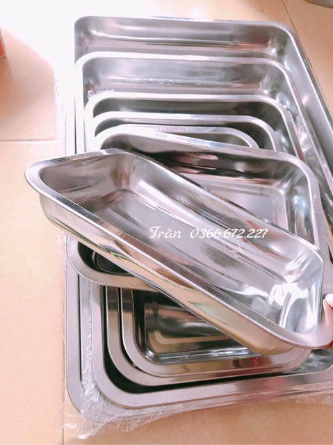 Mâm chữ nhật inox size lớn( size nhỏ khách ib shop)