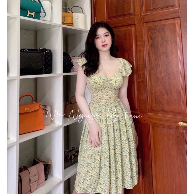 Đầm xoè xếp li cúp ngực cánh tiên có túi hai bên hoạ tiết hoa nhiều màu ảnh thật chính chủ