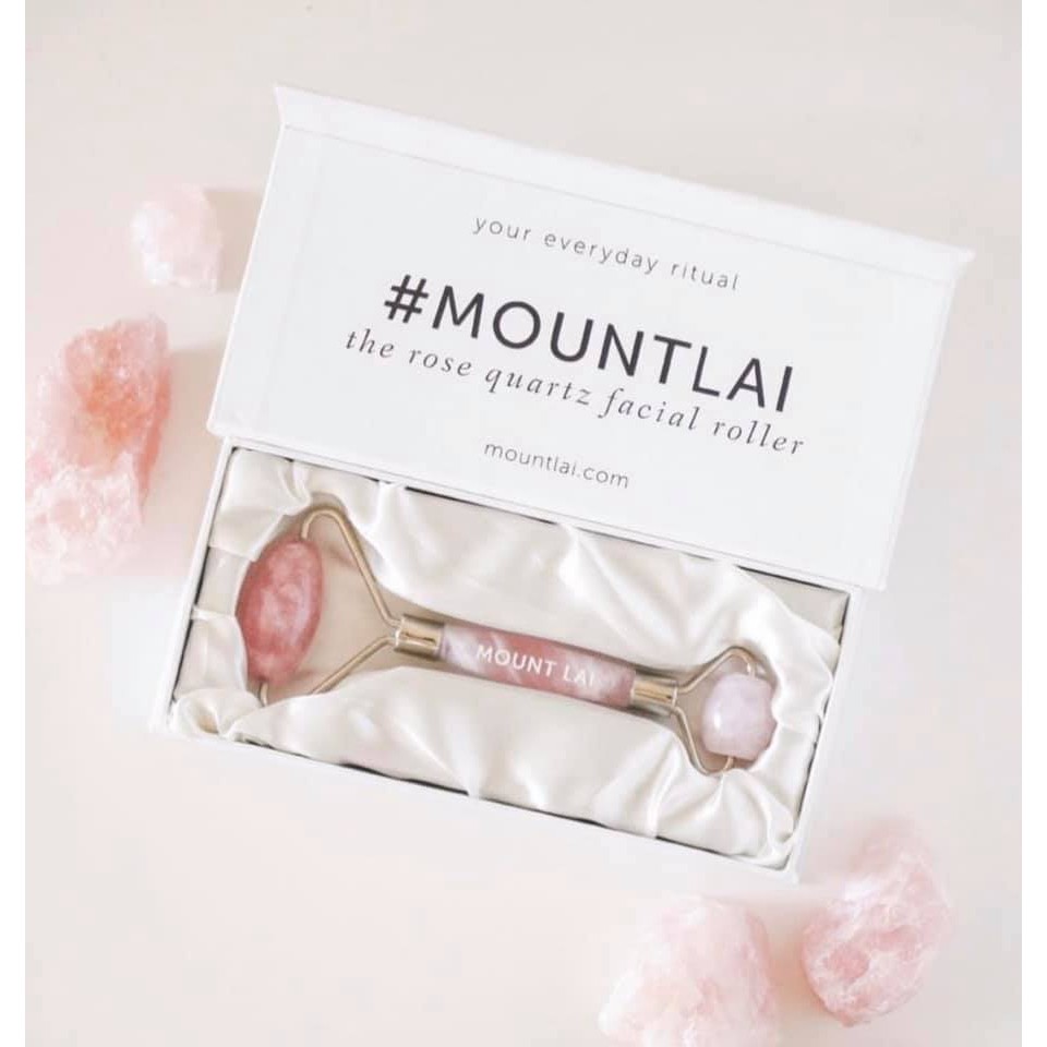 Cây lăn mát xa mặt Mount Lai Jade Roller Rose Quartz
